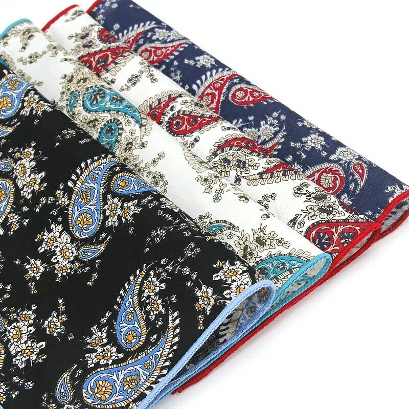 Paisley Printed Handkerchief Wedding Hanky for Mens Suit Pocket Square Casual Business Tie Set Handkerchiefs 25*25 cm Towel