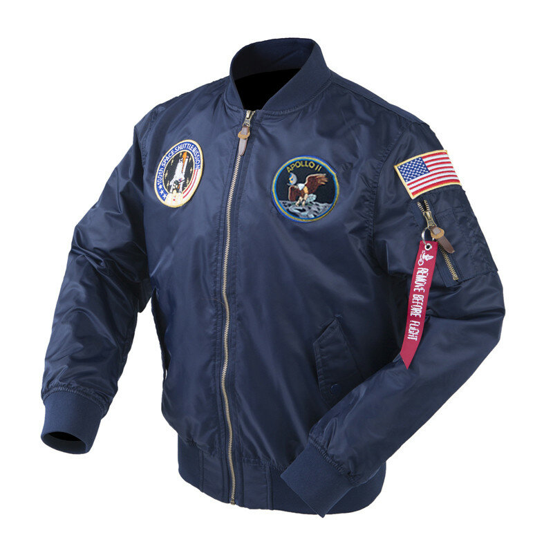 Chaqueta de bombardero Apollo Thin 100th SPACE SHUTTLE MISSION MA1, Hiphop US Air Force Pilot Flight, chaqueta universitaria coreana para hombres, otoño