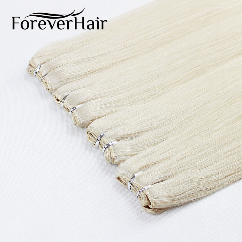 FOREVER HAIR-Remy Cabelo Humano Weave, Natural Straight Hair Extensions, Platinum Blonde Color Bundles, 16 "18" 20 ", 100g por Pc