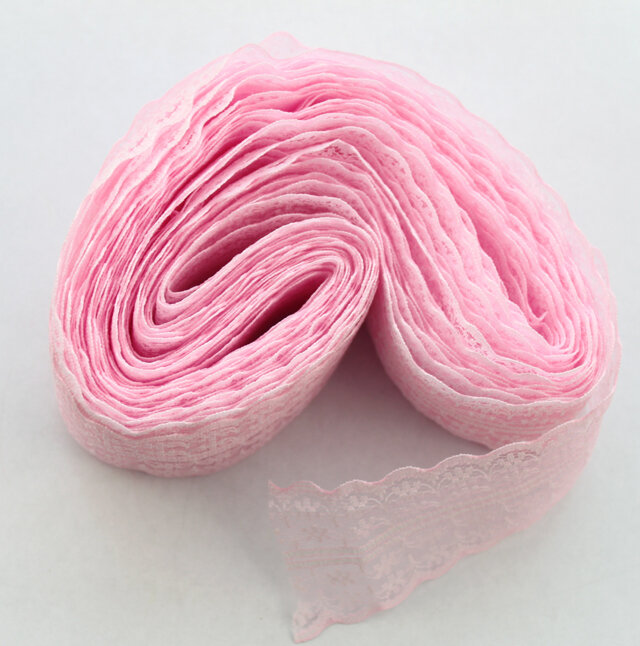 20 Meter blass rosa gestickte Net Lace Trim Band 40mm #22776