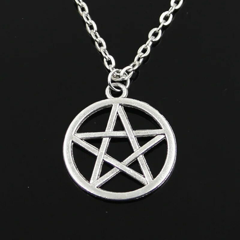 hroryn Simple Classic Fashion Star Pentagram Antique Silver Color Pendant Girl Short Long Chain Necklaces Jewelry For Women