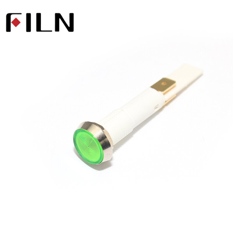 Lámpara de señal led de plástico con agujero de 10mm, 12v, 24v, 220v, con pines de terminal faston de 6,3mm