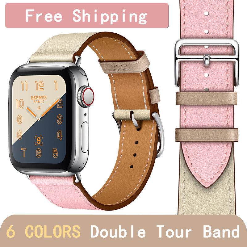 [Promoción de la nueva tienda] banda de cuero herm loop strap simple tour para apple watch series 4 1 2 3 iwatch 40MM 44mm hombres mujeres