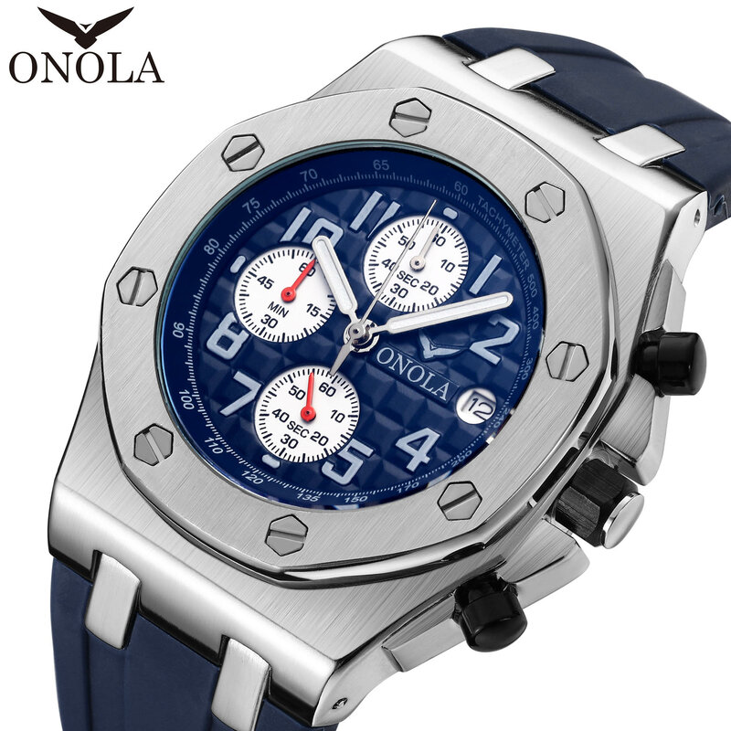 ONOLA спортивные часы водонепроницаемые Дата Календарь аналоговые наручные часы деловые повседневные кварцевые часы для мужчин часы Reloj Hombre