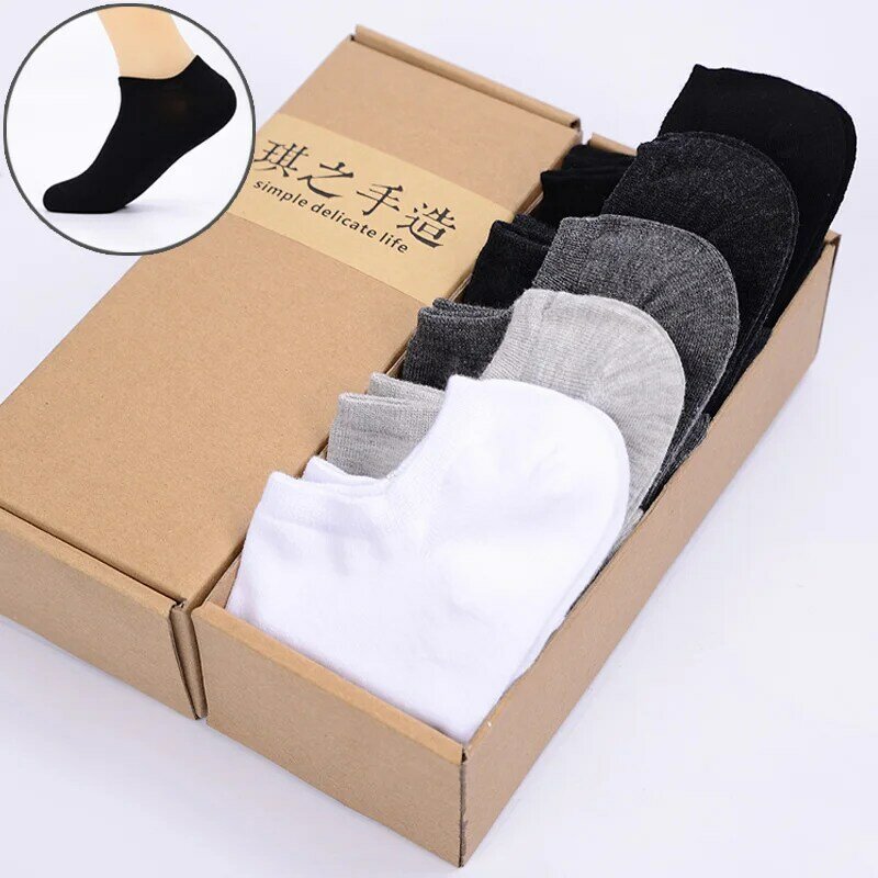 Calcetines de algodón peinado para hombre, calcetín de Color, caja de regalo, clásico, informal, de alta calidad, transpirable, Calcetines escotados