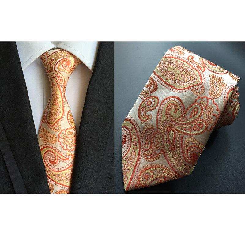Men Fashion Wide 8cm Jacquard Necktie Paisley Floral Polyester Wedding Party Tie BWTHZ0021