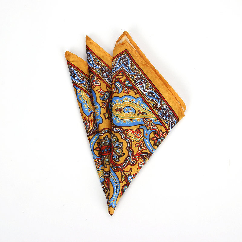 Brand New Men's Handkerchief Vintage Paisley Pocket Square Soft Hankies Wedding Party Business Artificial Silk Chest Towel Gift