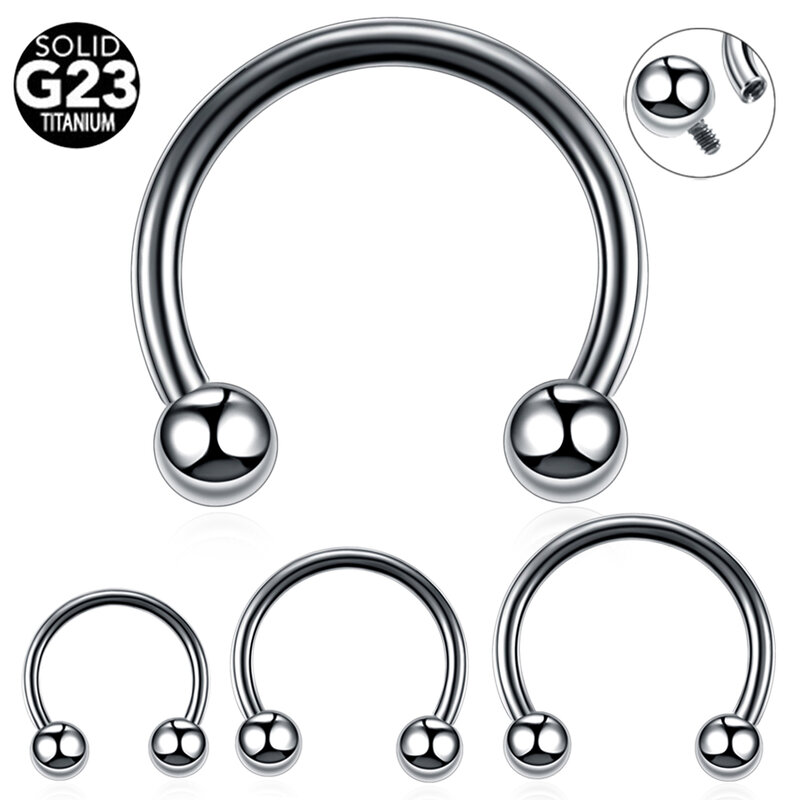 G23 ไทเทเนียม 1 ชิ้น/ล็อตผสม 3 ขนาดร้อนขายจมูกเครื่องประดับจมูกแหวนวงกลม piercing Horseshoe Piercing ขายส่ง