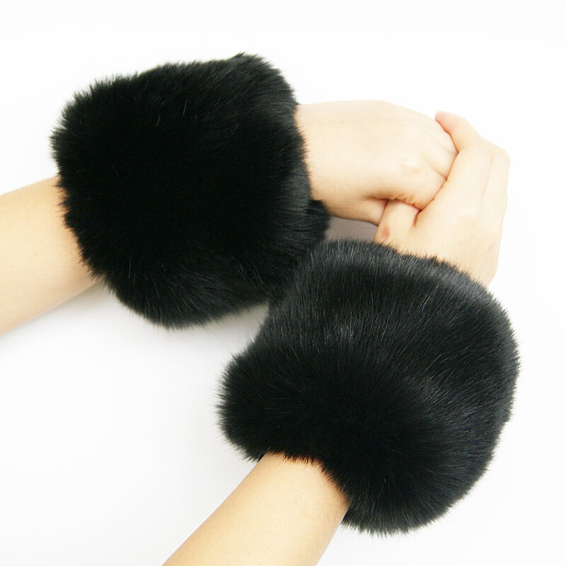 1 Pairs Faux Rabbit Fur Elastic Oversleeve Cuff Winter Warm Arm Cuffs Women's Fashion Autumn Wrist Gloves Sleeve Cuff Cover