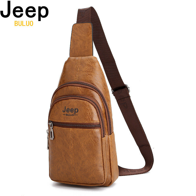 JEEPBULUO Men Sling Bags Men Leather College Chest Bag Corssbody Summer Travel Bags Male Casual Daypacks For Conductor Cycling