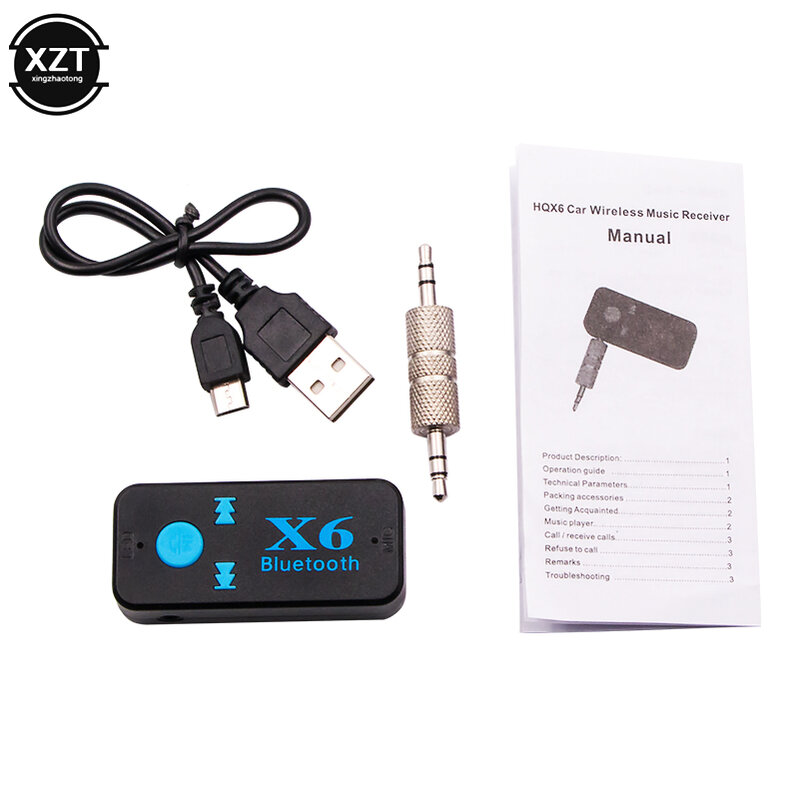 Adaptador inalámbrico Bluetooth 4,1, receptor Bluetooth USB 3 en 1, Conector de Audio de 3,5mm, lector de tarjetas TF, micrófono, soporte de llamadas para altavoz X6