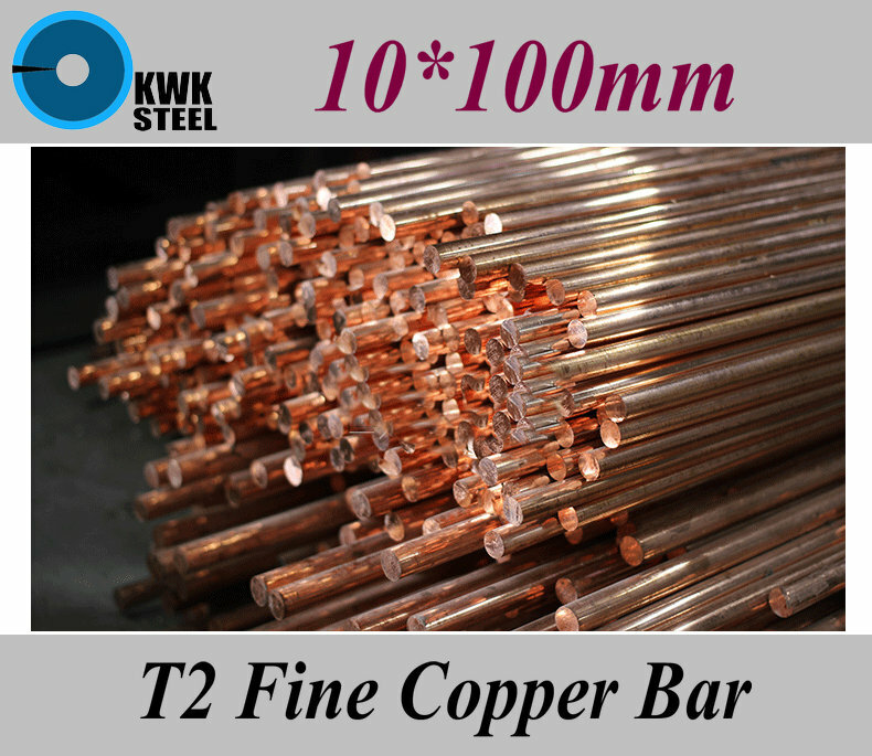 Barra de cobre fino T2 de 10x100mm, barras de cobre redondas puras, Material de bricolaje, envío gratis