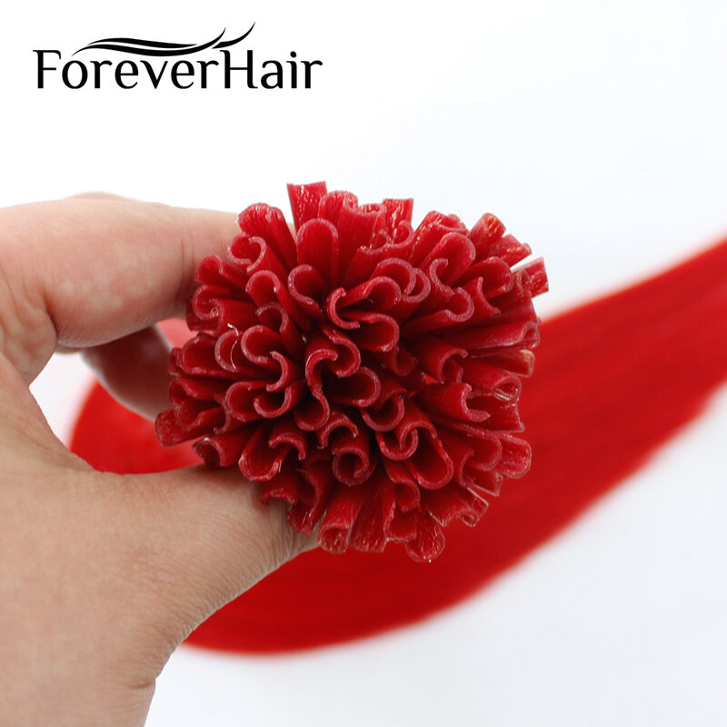 Extensão de cabelo para sempre 0.8 g/s 18 "20", extensão de unha remy, cor vermelha, cabelo com cápsula de queratina