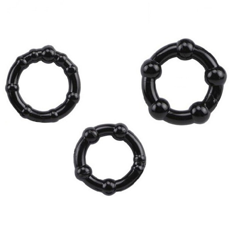 camaTech 3Pcs Silicone Beaded Penis Rings Delaying Ejaculation Cock Rings Lock Ejaculation Constriction Donuts Sex Rings For Men
