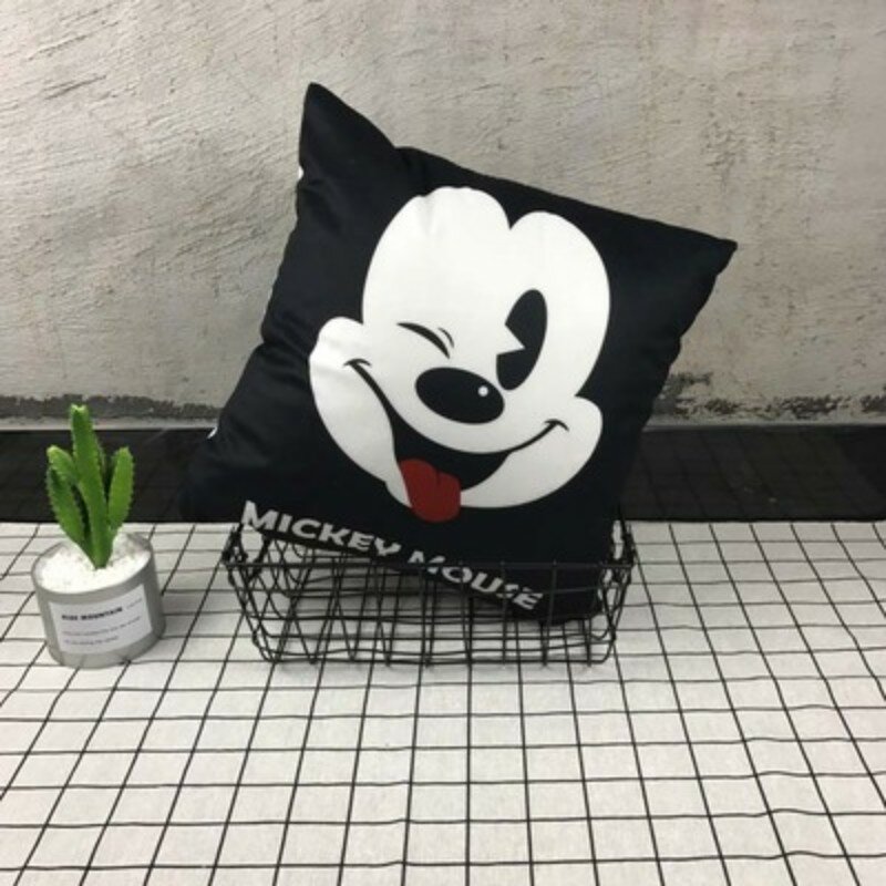 Disney White Black Mickey Minnie Mouse Cushion Cover Cute Decorative Pillowcases On Bed Sofa Baby Kids Birthday Gift 45x45cm