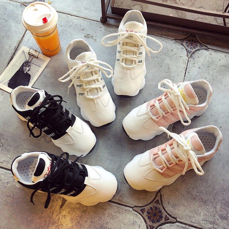 Spring New Unique Casual Shoes Female Students Harajuku Super Hot Chic Sports Shoes Show Graceful Sweet Women's White Shoes