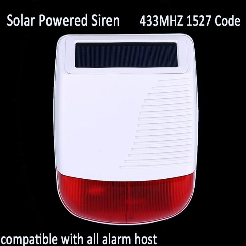GZGMET-sirena intermitente estroboscópica inalámbrica, panel solar alimentado con batería recargable, 433MHZ