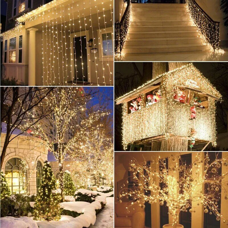 LSDM-Cadena de Luces LED de Navidad para exteriores, 100M, 20M, 10M, 5M, Luces de hadas, iluminación de vacaciones, guirnalda de árboles