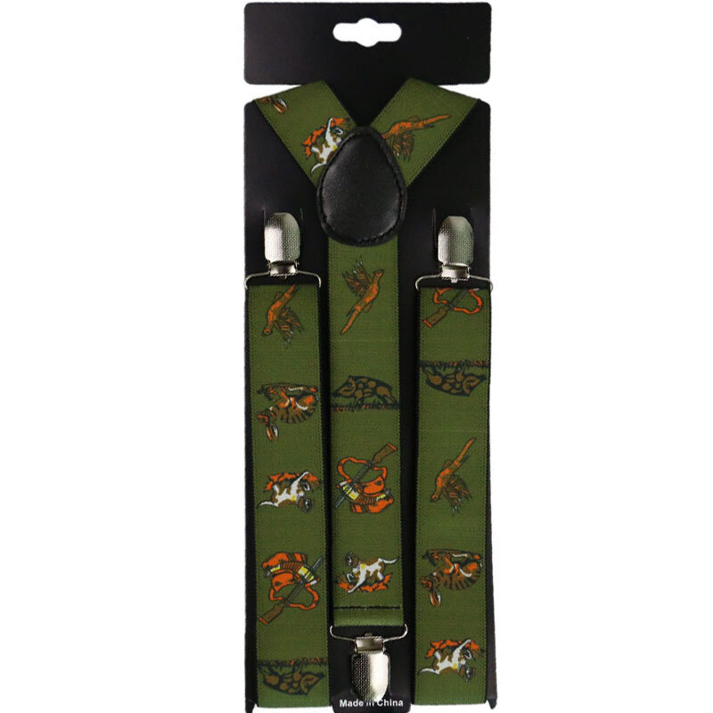 New Vintage  Men Womens Adjustable 3.5cm Wide Heavy Duty Y-Back Hunters Animals Suspenders