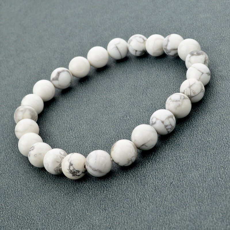 CHICVIE Natural Stone Strand Femme bracciali e braccialetti per le donne con pietre gioielli Casual da uomo perline bianche bracciali fai da te SBR14038