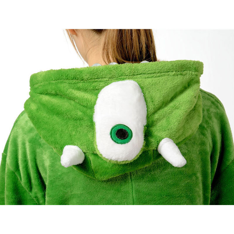 Pijama de franela con dibujo de Monster Kigurumis y Mike para mujer, traje de dormir de franela verde, ropa de casa Unisex