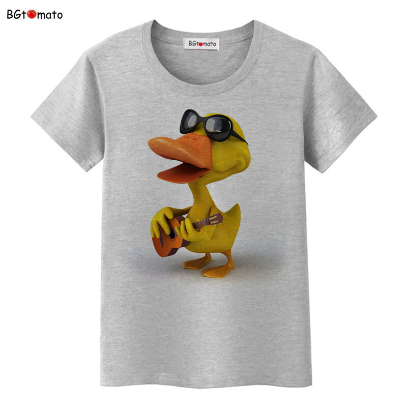 BGtomato-Little Yellow Duck 3D Camisetas para as Mulheres, Design Animal Bonito, Marca, Boa Qualidade, Casual Tops, Novo Estilo, Legal