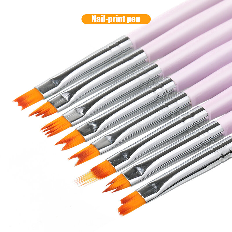 1Pc Gradiënt Uv Gel Pen Tekening Schilderen Zachte Borstels Roze Handvat Manicure Voor Nail Art Pen Transfer Manicure Tool set