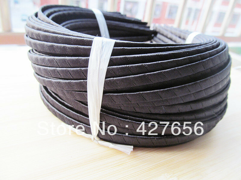 10Pcs 5Mm Metalen Hoofdband/Haarband Verpakt Zwart Lint HB0001-BLK