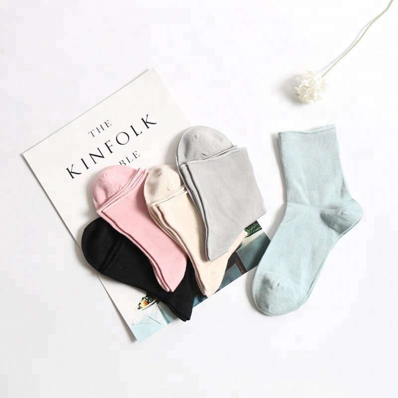 DONG AI-Calcetines Retro de seda hilado para mujer, calcetín cómodo de Color caramelo, Harajuku, 5 pares