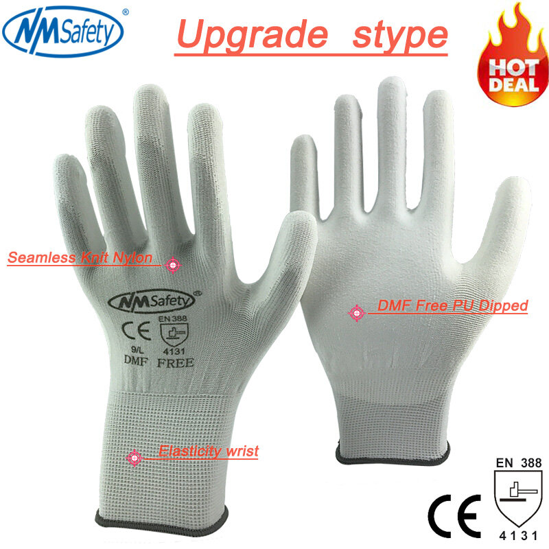 NMSafety EN388 4131X guanti protettivi per la sicurezza sul lavoro a maglia in Nylon calibro 13 guanti da lavoro per uso generale industriale