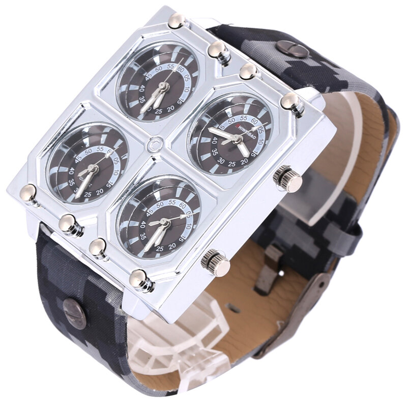 Shiweibao-relojes de cuarzo para Hombre, pulsera de marca de lujo, con cuatro zonas horarias, militar, con correa de camuflaje, deportivo, nuevo