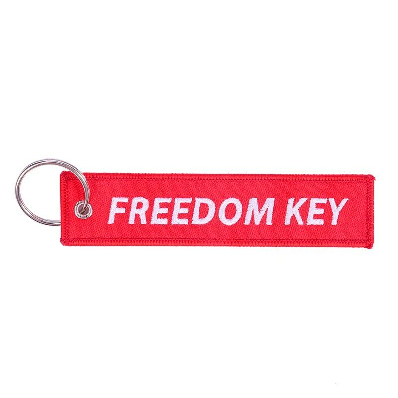 3 Buah/Banyak Kebebasan Gantungan Kunci untuk Mobil dan Sepeda Motor Merah Bordir Llavero Gantungan Kunci Jaringan untuk Penerbangan Hadiah OEM Keychians