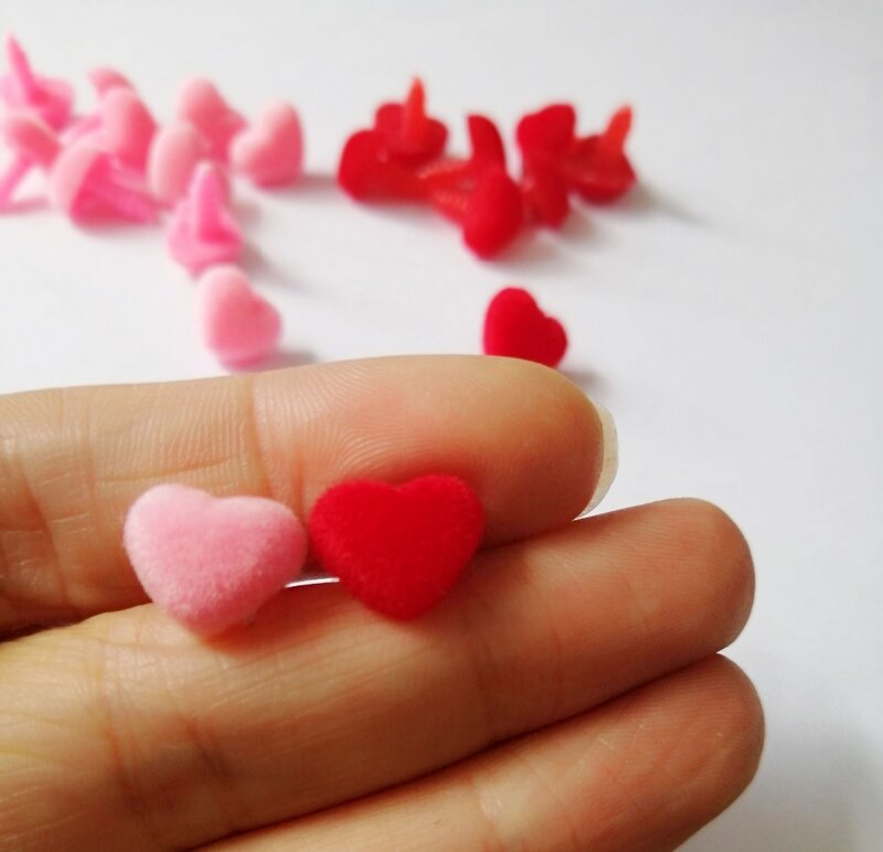 40 cái/lốc 12mm hình trái tim làm sạch đổ xô đồ chơi mũi an toàn động vật búp bê mũi + mềm máy giặt cho con búp bê tự làm phát hiện-màu hồng/tùy chọn màu đỏ