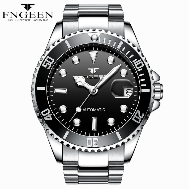 Zegarki mechaniczne mężczyźni odporne na wodę automatyczny zegarek mężczyzna zegar z datą kalendarz relojes automaticos para hombre FNGEEN