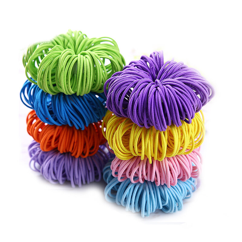 100pcs/lot Simple Nylon Hair Ropes Disposable Women Girl Elastics Rubber Band Accessories Children Mix Color Scrunchie Headdress
