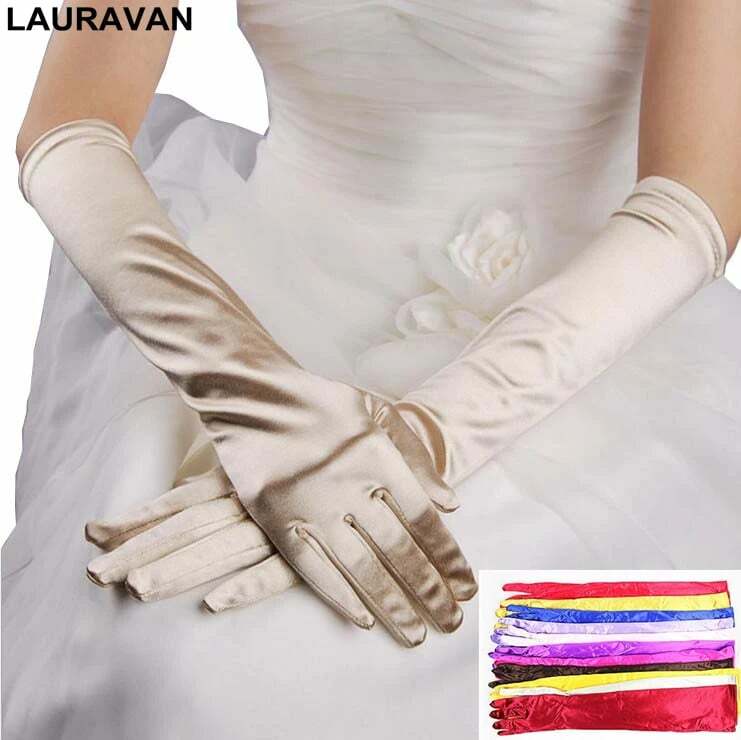 Классические атласные перчатки для взрослых, черные, белые, красные, серые, белые, цвета слоновой кости