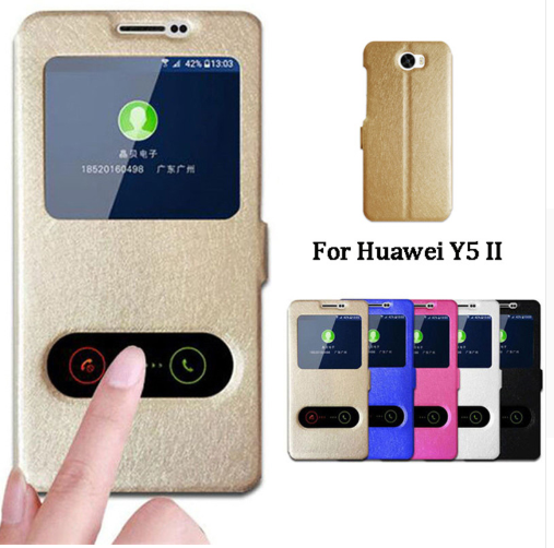 Для Huawei Y5 II чехол Быстрый просмотр Окно Стенд кожаный чехол для Huawei Y5 II Y5II для удостоверения личности-2 флип-чехол из искусственной кожи для т...
