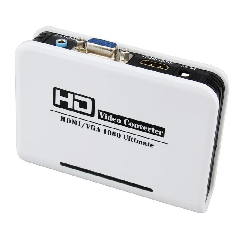HDMI To VGA Converter กล่องอะแดปเตอร์เสียง RCA 3.5มม.สเตอริโอเอาต์พุตเสียงโน้ตบุ๊คโปรเจคเตอร์ Power FJ-HV002