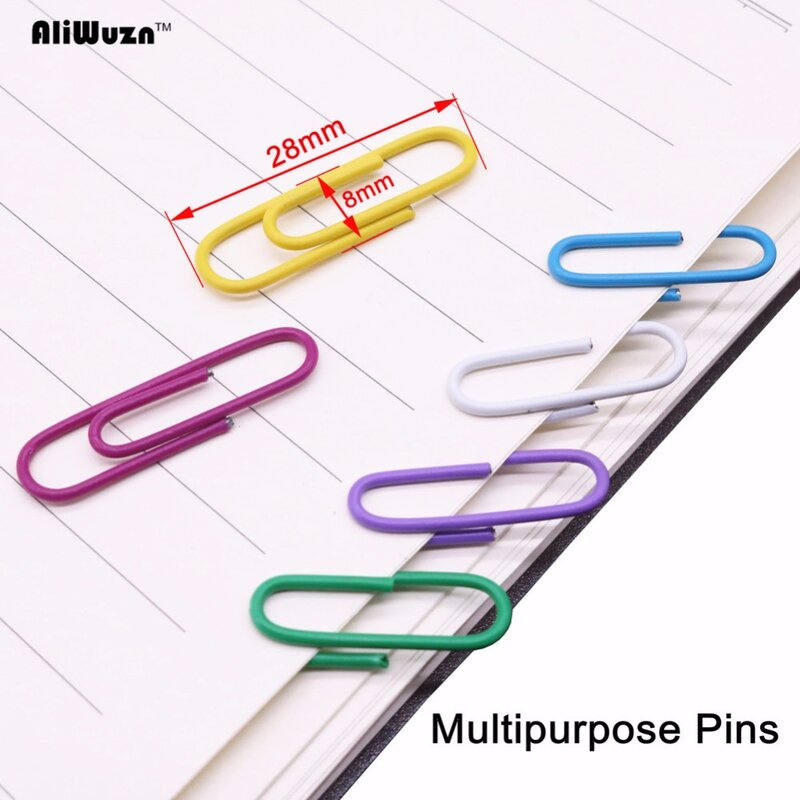 100 Pcs Pins Paper Clip Holder Dispenser Bulticolor Pinch Clips Hair pins Fine Office School Binding Supplies 28*8mm