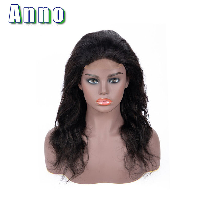 Anno Cabelo Onda Do Corpo Parte Dianteira Do Laço Perucas de Cabelo Humano 10 "-22" Long Hair Perucas 4x4 tamanho Lace Frontal Não Remy Brasileiro Do Cabelo Humano Peruca