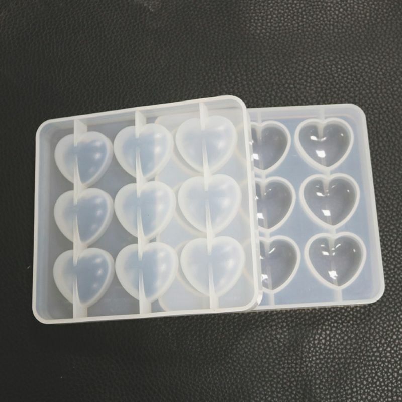 Epoxy Mold Manual DIY Crystal 9 Hole Heart Shape Mold Silicone High Mirror Pendant Handmade Jewelry Making Molds
