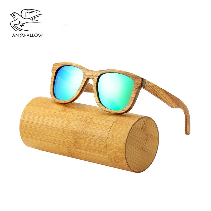 AN SWALLOW-Lunettes de soleil en bois de zèbre polarisées rétro pour hommes et femmes, lunettes de soleil faites à la main, UV400, design de marque de luxe
