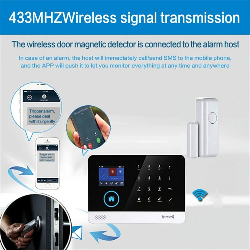 PGST-Sensor de puerta y ventana para sistema de alarma de 433MHz, alarma inalámbrica para el hogar, alertas de notificación por aplicación, PG103