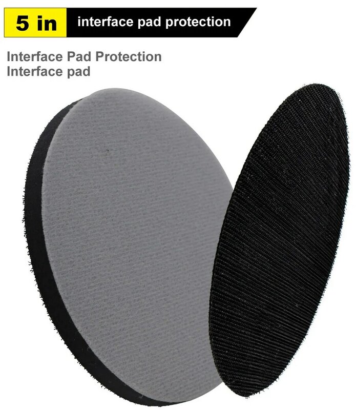 1Pcs 5 Inch Protection Disc 3mm Thick + 1Pcs 5 Inch Soft Interface Pad 10mm Thick Hook and Loop