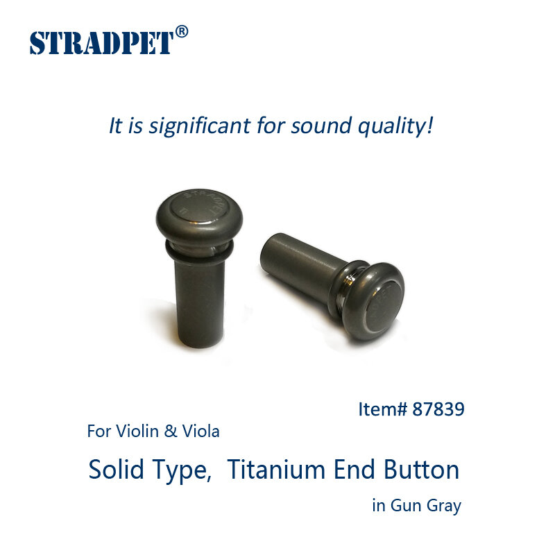 STRADPET botón de extremo de titanio, tipo hueco y sólido para violín y viola, brillante y gris pistola