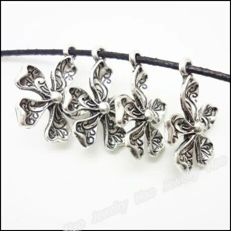 60pcs Vintage Charms Flower Pendant Tibetan silver Zinc Alloy Fit Bracelet Necklace DIY Metal Jewelry Findings