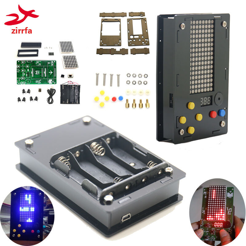 Kit de bricolaje electrónico, máquina de juego de matriz de puntos con acrílico, 8x16
