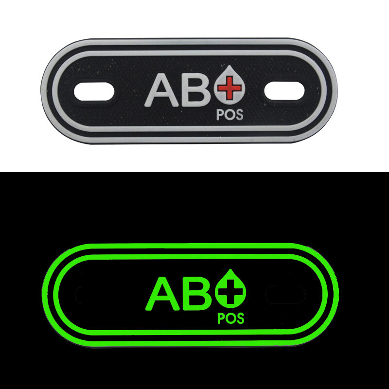 2 sztuk krwi typu łatka z pcv dodatni ujemny A + B + AB O POS gumowe Patchers dla Boot plecak Shoelace zipper Survival ill Gear