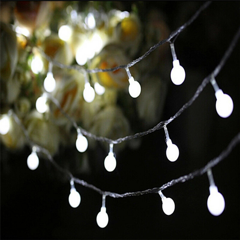 1.5M 3M 6M 10M Peri Karangan Bunga LED Bola Tali Lampu Tahan Air untuk Pohon Natal Pernikahan Rumah Dekorasi Dalam Ruangan Bertenaga Baterai