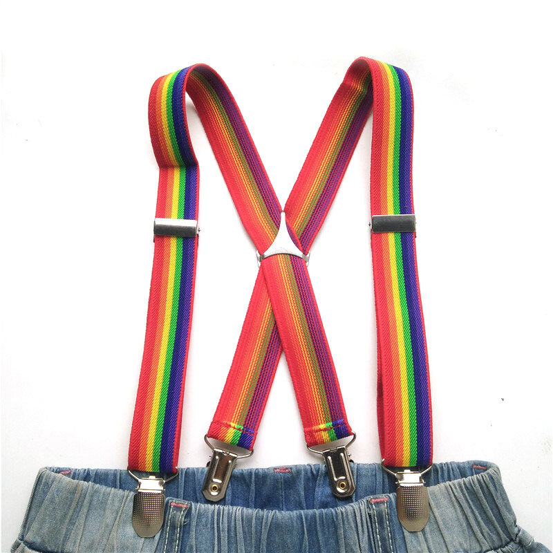 Red Rainbow Suspenders for Men Triangle Cross Adjustable Kids Adult Suspender Keep Trousers Party Wedding good Gift